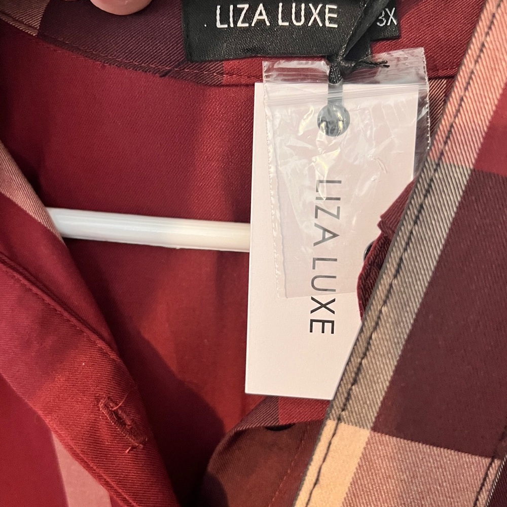 Liza Luxe Red Plaid Dress with Belt